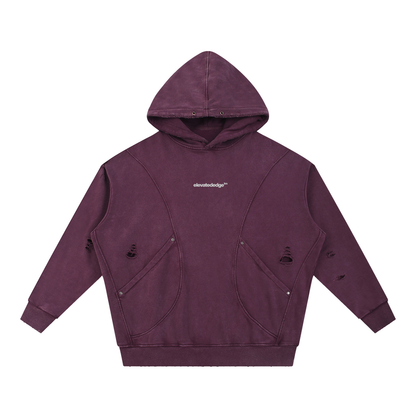 DISTRESSED PANEL HOODIE