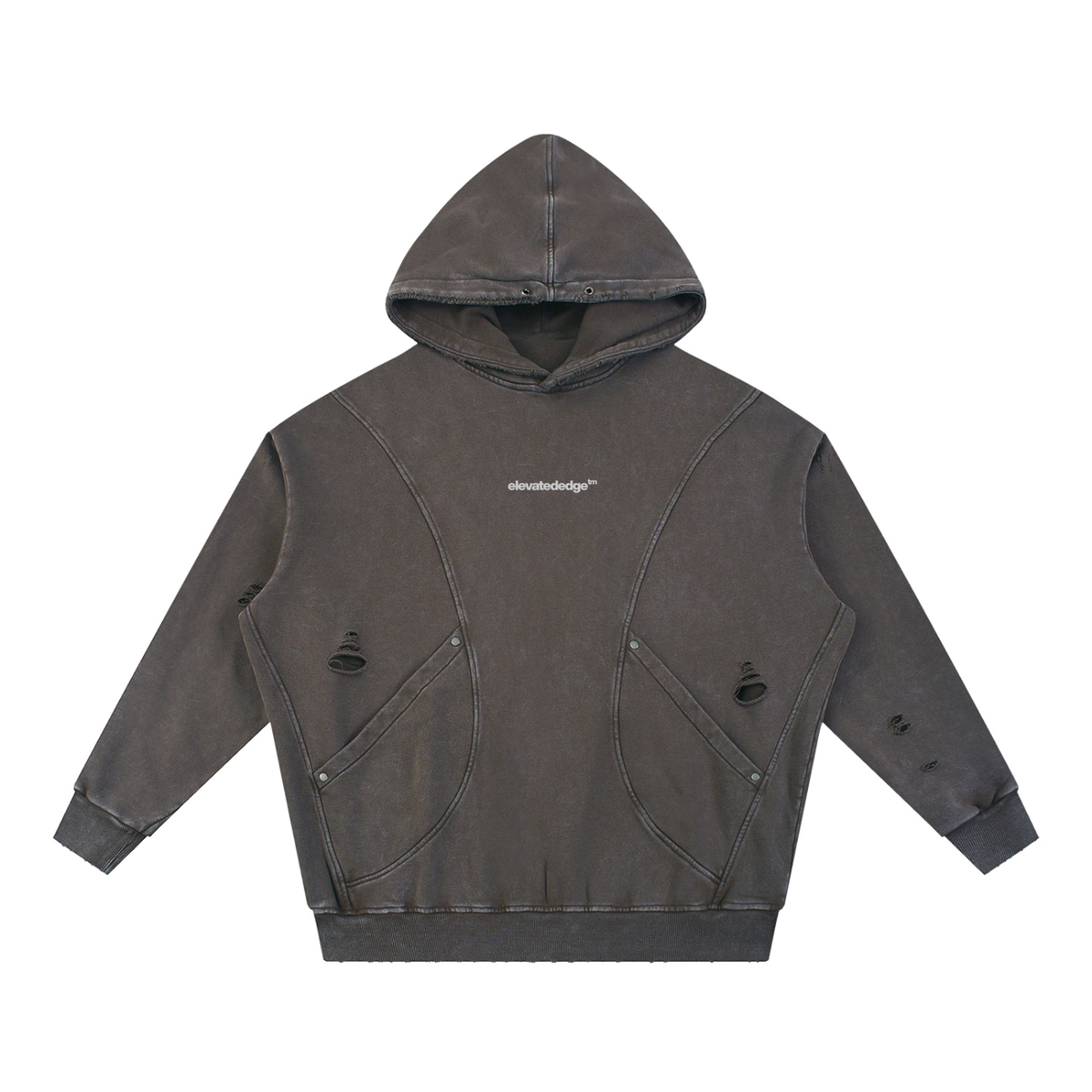 DISTRESSED PANEL HOODIE