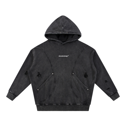 DISTRESSED PANEL HOODIE